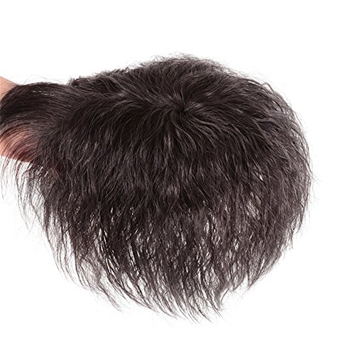 Human Hair Nature Curly Topper Replacement Fluffy Hairpiece Seamless Clip in Top Wiglet for Women Thin Hair Large Nature Black