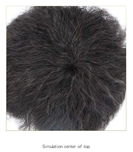 Human Hair Nature Curly Topper Replacement Fluffy Hairpiece Seamless Clip in Top Wiglet for Women Thin Hair Large Nature Black - Image 4