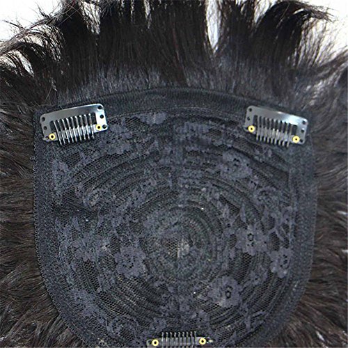 Human Hair Nature Curly Topper Replacement Fluffy Hairpiece Seamless Clip in Top Wiglet for Women Thin Hair Large Nature Black - Image 3