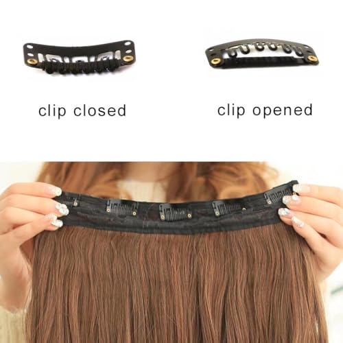 iLUU Clip Hair Strawberry Blonde 5 Clips on Extensions 24"/120g Thick Heat Resistent Fiber Hairpiece Wavy Curly Clip ins Synthetic Hair Extensions for Women Daily Party Use - Image 2