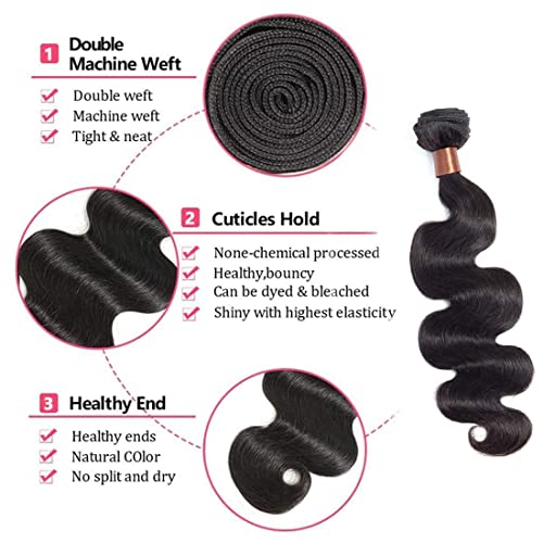 Indian Virgin Hair Body Wave Human Hair 3Bundles Weaves 100% Unprocessed Hair Extensions Natural Black Color 20 22 24Inch - Image 4