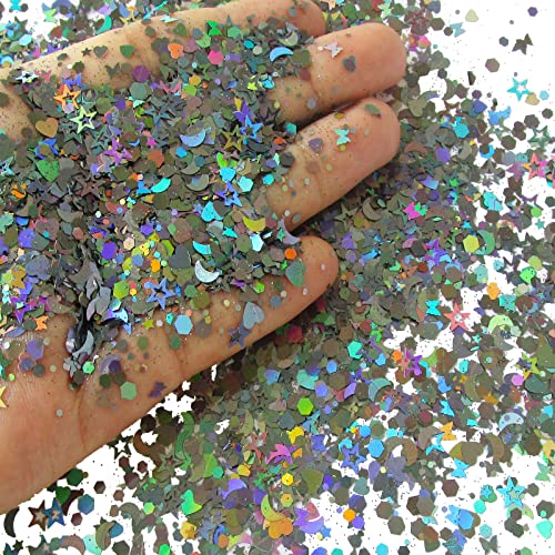 Iridescent Glitter Acrylic Nails Set 24 Piece, Medium Size, Durable and Easy Application - Image 3