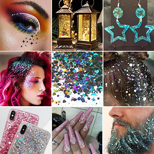 Iridescent Glitter Acrylic Nails Set 24 Piece, Medium Size, Durable and Easy Application - Image 4