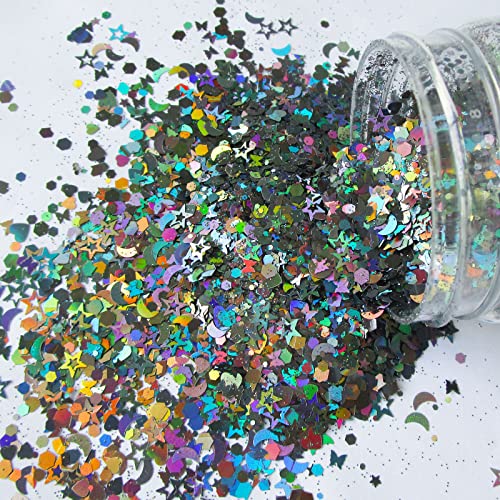 Iridescent Glitter Acrylic Nails Set 24 Piece, Medium Size, Durable and Easy Application - Image 8