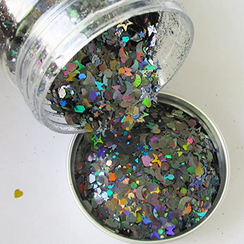 Iridescent Glitter Acrylic Nails Set 24 Piece, Medium Size, Durable and Easy Application - Image 2