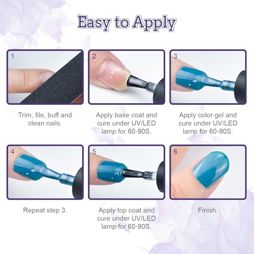 JODSONE 20 Colors Gel Nail Polish Kit with U V Light Base Top Matte Coat High Shine Vibrant Nail Gel Equipped with Manicure Tools - Image 7