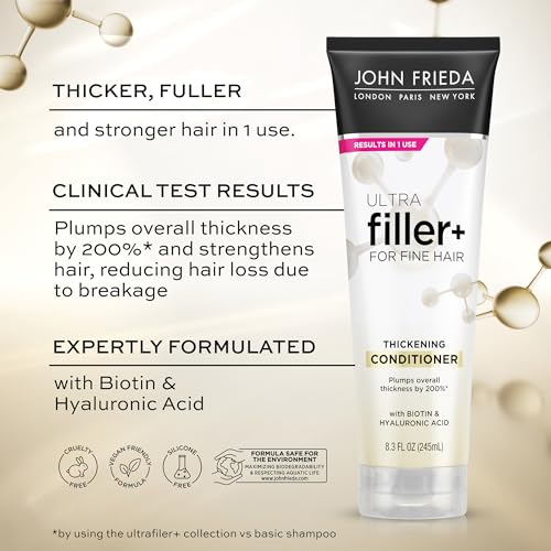 John Frieda ULTRAfiller+ Thickening Conditioner for Fine Hair, Volumizing Conditioner, Biotin and Hyaluronic Acid Hair Thickening Conditioner for Thinning Hair, 8.3 Oz - Image 4