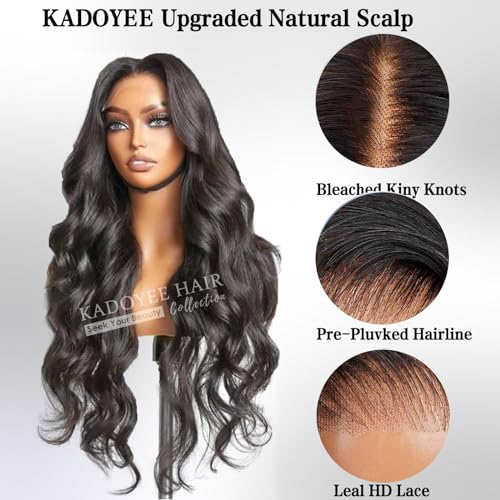 KADOYEE Body Wave Lace Front Wigs Human Hair 180 Density 13x4 HD Lace Front Wigs Human Hair Pre Plucked Glueless Wigs Human Hair Frontal Wigs with Baby Hair for Black Women 28 Inch - Image 2