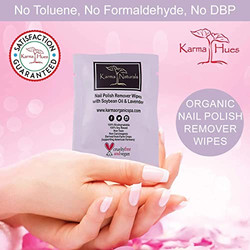 Karma Organic Nail Polish Remover Wipes & Base Top Coat Bundle – Lavender Nail Polish Remover Wipes (Pack of 10) Two in One Base Top Coat (0.43FL-Oz) - Image 3