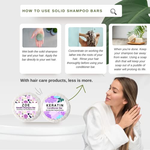Keratin Shampoo and Conditioner Bar Gift Set for Healthy Hair, 2 oz, New - Image 6
