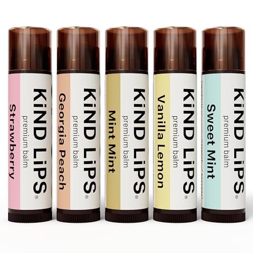 Kind Lips Lip Balm - Nourishing & Moisturizing Lip Care for Dry Lips Made from Shea Butter, Beeswax with Vitamin E |Variety Flavor | 0.15 Ounce (Pack of 5)