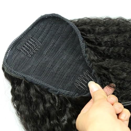 Kinky Straight Drawstring Ponytail Hair Extensions Double Drawn Yaki Drawstring Ponytails for Black Women Natural Color 16 Inch 200g - Image 6