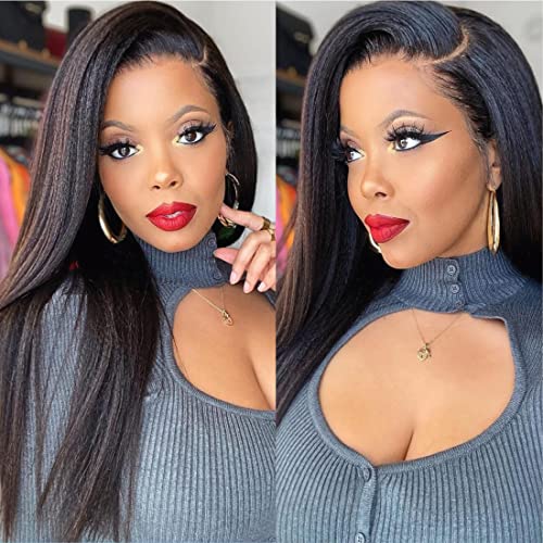 Kinky Straight 13x4 Lace Front Human Hair Wig Natural Look Comfortable Fit - Image 3