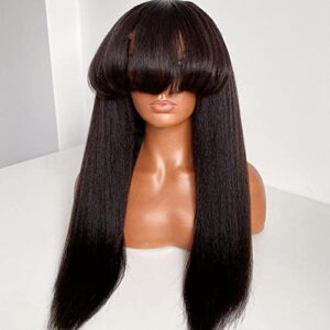 18 Inch Kinky Straight Full Lace Wig 100% Human Hair Natural Look