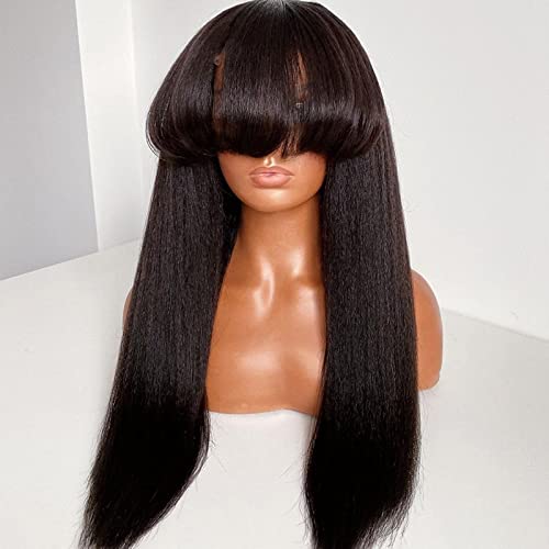 18 Inch Kinky Straight Full Lace Wig 100% Human Hair Natural Look