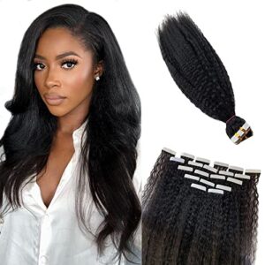 Kinky Straight 18 Inch Human Hair Clip-In Extensions for Natural Volume