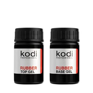 Kodi Professional Rubber Base and Top Coat Gel Polish UV LED - Base Coat & Top Coat Set Nails Manicure Kit Gel Nail Polish for Long-Lasting Nails (2 x 14 ml)