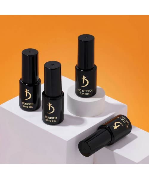 Kodi Professional SET 2in1 Rubber BASE 12ml. (0.4 Fl Oz) + NO STICKY TOP 12ml. Without sticky layer. (0.4 Fl Oz) Clear Base/Improved Brush/Gel Coat LED/UV Nail Polish Soak Off - Image 8