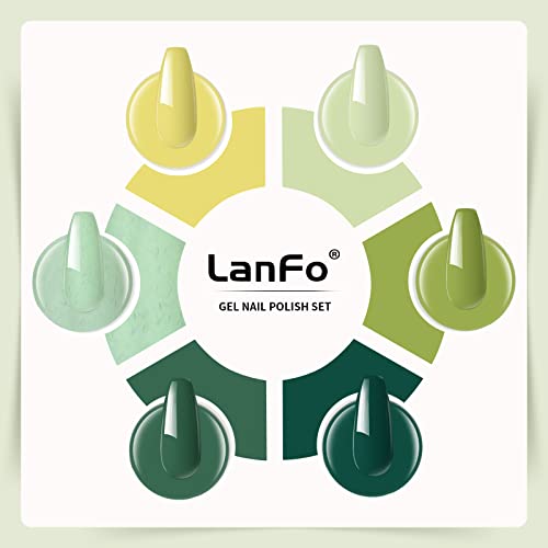 LanFo Green Gel Nail Polish Set, 6 Colors Gel Nail Polish Green Collection Gel Nail Polish for Spring Summer DIY Nail Art Manicure at Home - Image 2