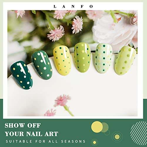 LanFo Green Gel Nail Polish Set, 6 Colors Gel Nail Polish Green Collection Gel Nail Polish for Spring Summer DIY Nail Art Manicure at Home - Image 3