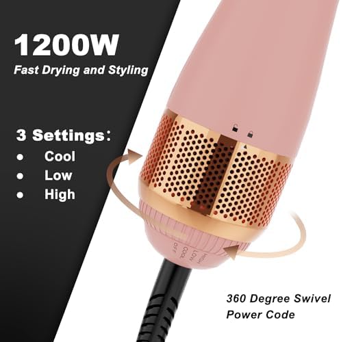 Pink Large 2-in-1 Blow Dryer Brush with Negative Ion Technology for Fast, Anti-Scald Styling - Image 3