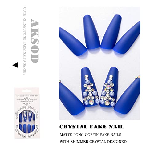 Light Blue Coffin Acrylic Nails - Image 5