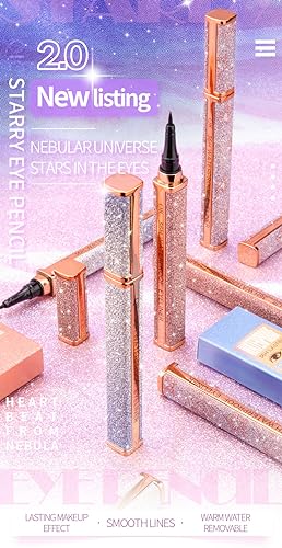 Liquid Eye Pencil Starry Eyeliner, 36H Waterproof Black Hyper Easy Eyeliner Pen Precision Felt Eyeliner, Ultra-Fine Tip, Transfer Proof Long-Lasting Quick-Dry Smooth (#01 Dream Purple) - Image 3
