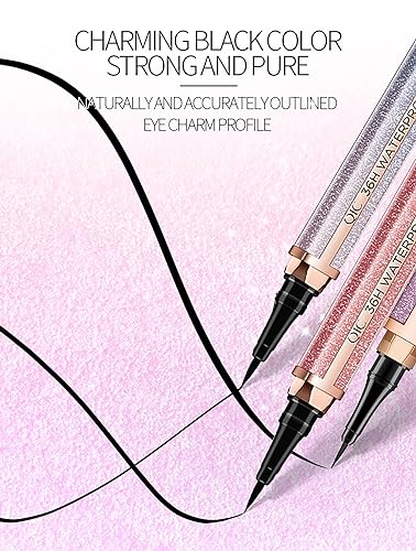 Liquid Eye Pencil Starry Eyeliner, 36H Waterproof Black Hyper Easy Eyeliner Pen Precision Felt Eyeliner, Ultra-Fine Tip, Transfer Proof Long-Lasting Quick-Dry Smooth (#01 Dream Purple) - Image 2
