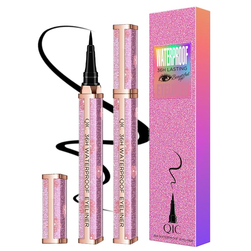 Liquid Eye Pencil Starry Eyeliner, 36H Waterproof Black Hyper Easy Eyeliner Pen Precision Felt Eyeliner, Ultra-Fine Tip, Transfer Proof Long-Lasting Quick-Dry Smooth (#01 Dream Purple)