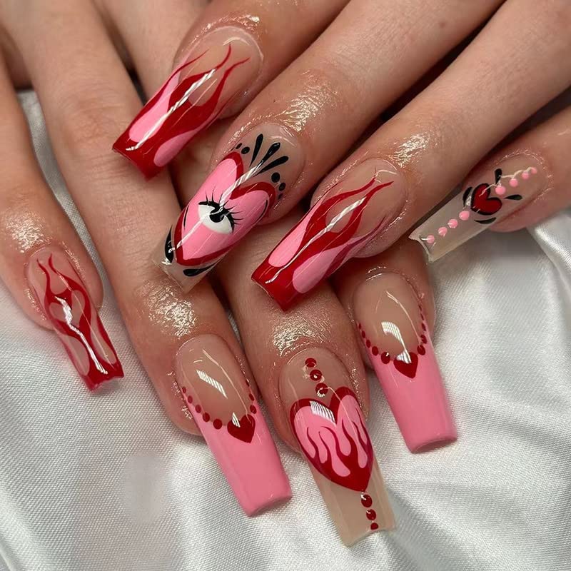 24 Piece Long Ballerina Acrylic Nail Set for Chic Manicures Various Designs
