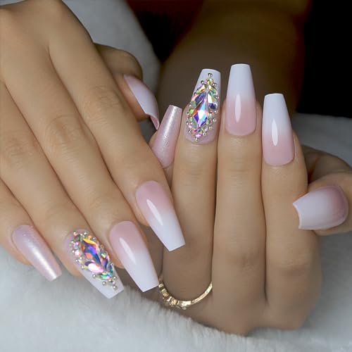 24 Piece Long Pink Coffin Acrylic Nails Set for Stylish Elegant Nail Art - Image 4