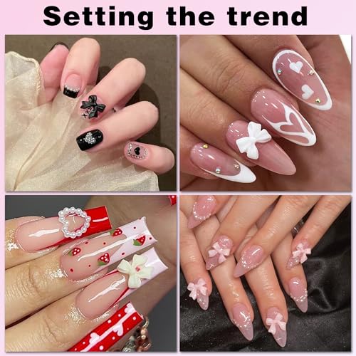 LoveOurHome 4 Boxes 3D Bow Flower Nail Charms Colorful Bowknot Nail Studs Charms Acrylic Nail Supplies with Gold Silver Pearl Beads Manicure Decorations for Gel Acrylics Nails Design, Crafts - Image 7