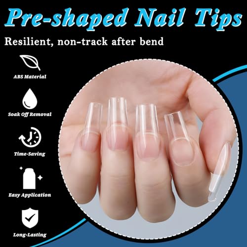 LoveOurHome 600pc Clear Square Gel Nail Tips for Acrylic & Gel X Extensions, Size Medium - Image 5