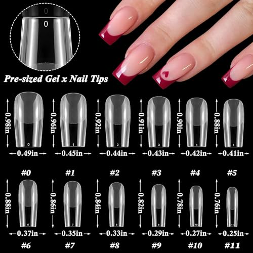 LoveOurHome 600pc Clear Square Gel Nail Tips for Acrylic & Gel X Extensions, Size Medium - Image 2