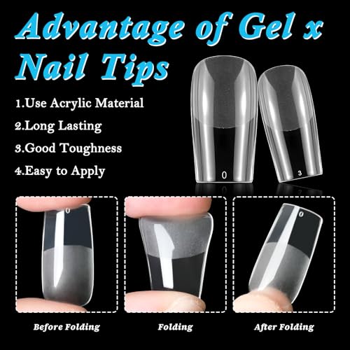 LoveOurHome 600pc Clear Square Gel Nail Tips for Acrylic & Gel X Extensions, Size Medium - Image 3