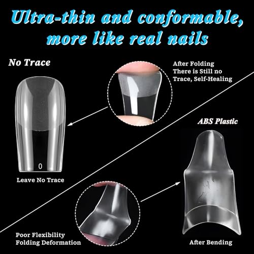 LoveOurHome 600pc Clear Square Gel Nail Tips for Acrylic & Gel X Extensions, Size Medium - Image 4