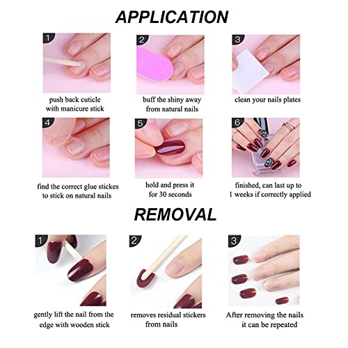 Magrace Press on Nails Short Almond Fake Nails French Tips Full Cover Short Round False Nails with Designs 24 Pcs Stick on Nails for Women and Girls - Image 6