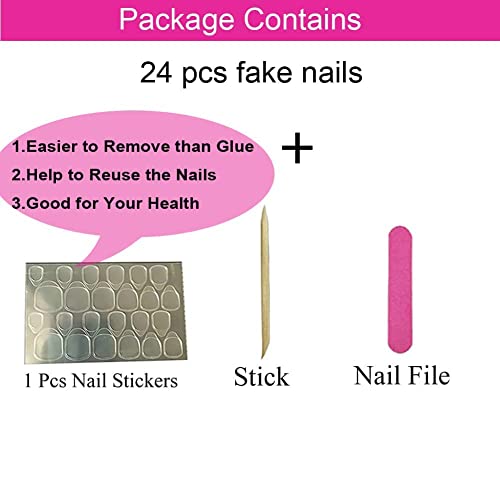 Magrace Press on Nails Short Almond Fake Nails French Tips Full Cover Short Round False Nails with Designs 24 Pcs Stick on Nails for Women and Girls - Image 5