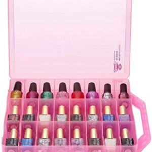 Makartt Nail Polish Organizer, Pink Universal Nail Polish Holder for 48 Bottles, Portable Acrylic Organizer Case with 8 Adjustable Dividers, Space Saver for Nail Bottles Display