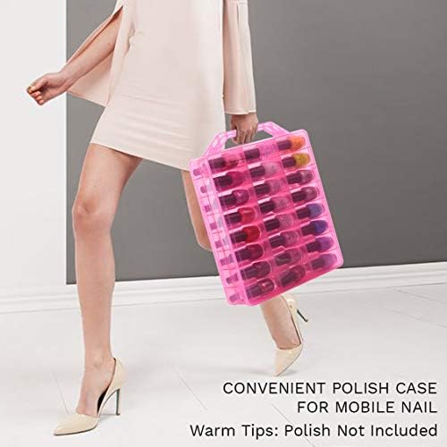 Makartt Nail Polish Organizer, Pink Universal Nail Polish Holder for 48 Bottles, Portable Acrylic Organizer Case with 8 Adjustable Dividers, Space Saver for Nail Bottles Display - Image 4