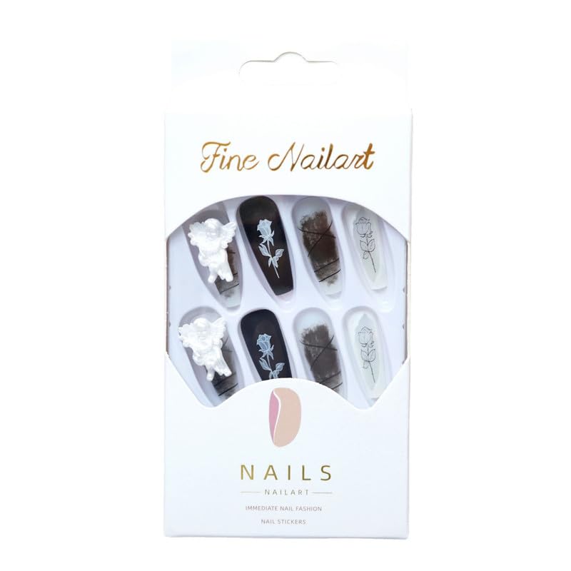 Matte Black Coffin Shaped Acrylic Nail Set 24 Pieces for Stylish Nail Art - Image 4