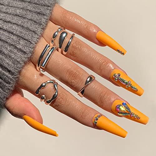 Matte Orange Acrylic Nails