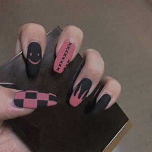 24 Pcs Matte Purple Acrylic Nail Design Kit for Elegant Nail Art