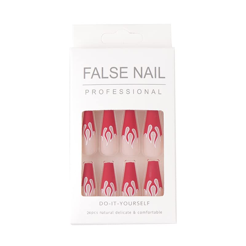 Matte Red Acrylic Nails Coffin - Image 4