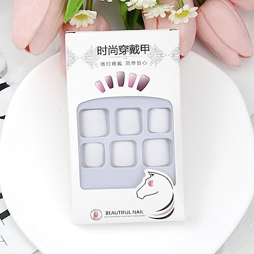Matte White Press on Toenails French Square Acrylic Pure White Fake Toenails Fake Nails Short Toe Nails Press on Square Stick on Nails False Toenails for Women for Nail Art 24pcs - Image 2