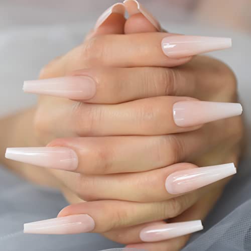 Medium Ombre Press On Nail Tips Coffin Classy Nails Fake Nails Art Classy Reusable Fingernails Uv Gel Detachable Manicure Full Cover Acrylic Nails False Nails With 24 Pcs Adhesive Sticker - Image 3
