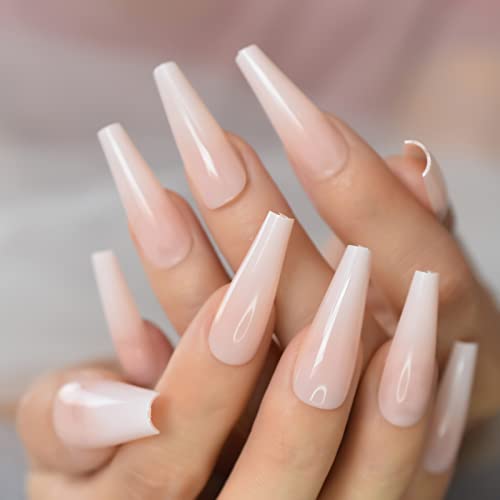 Medium Ombre Press On Nail Tips Coffin Classy Nails Fake Nails Art Classy Reusable Fingernails Uv Gel Detachable Manicure Full Cover Acrylic Nails False Nails With 24 Pcs Adhesive Sticker - Image 2