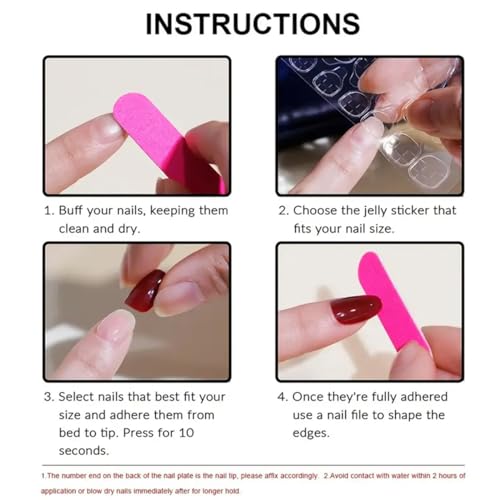 Medium Square French Tip Press on Nails Duckbill Design Rhinestones Reusable - Image 7
