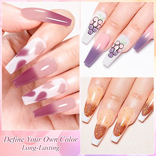 MEET ACROSS Color Changing Gel Nail Polish Set Jelly Pink Translucent 6 Colors - Image 6