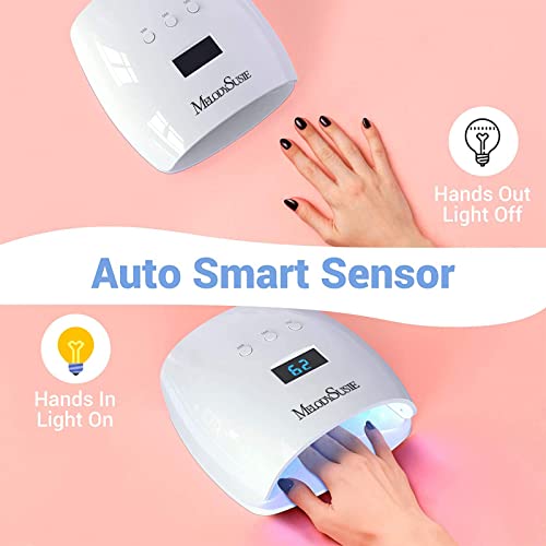Melodysusie UV LED Nail Lamp True 54W Professional Dryer for Gel Polish Curing with 3 Timer Setting with 15ML Black Abyss Gel Nail Polish - Image 6